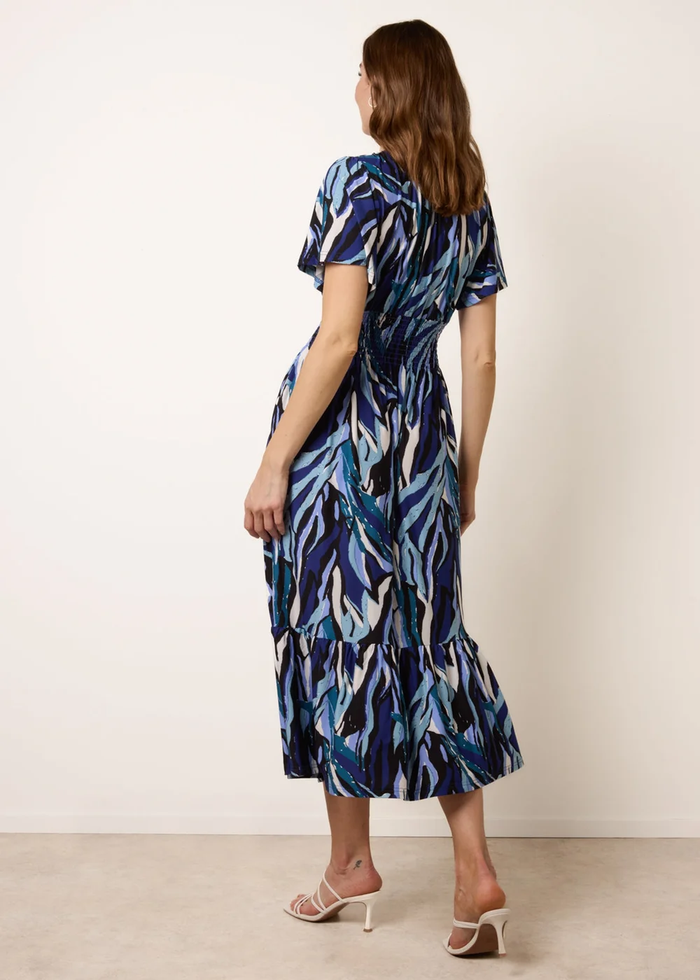 Blue Vanilla Navy Ring Detail Printed Dress - M Image 5