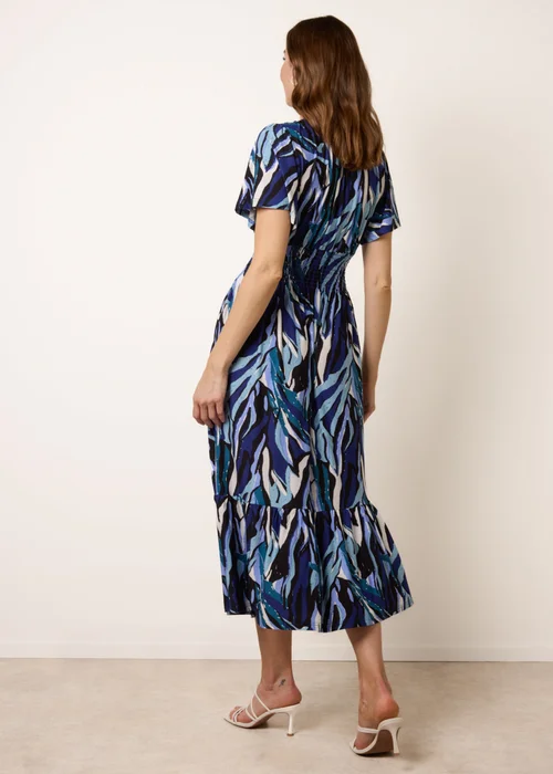 Blue Vanilla Navy Ring Detail Printed Dress - M Image 5