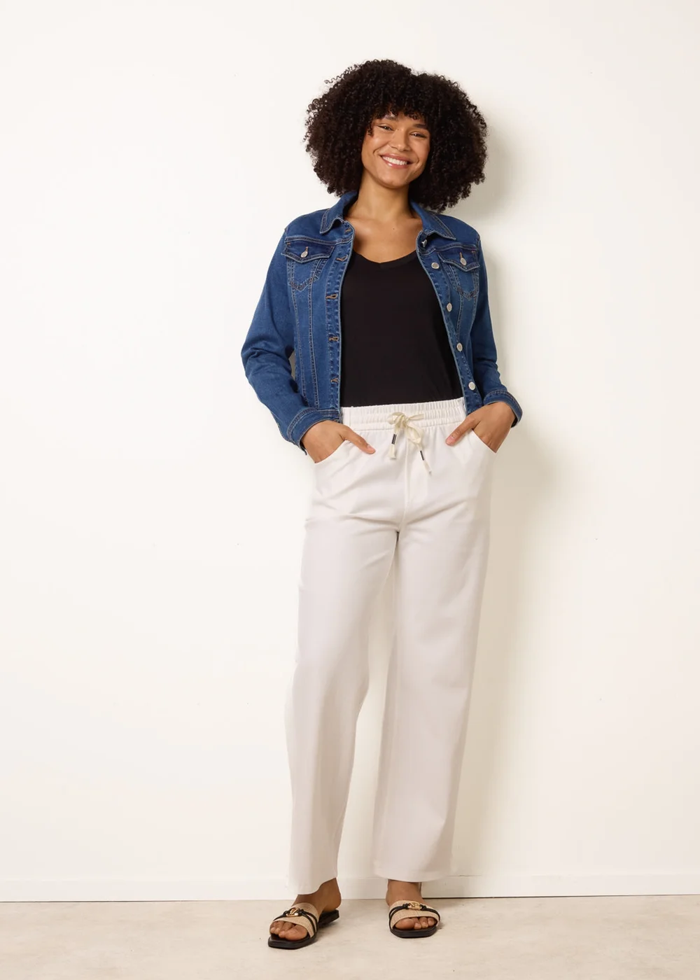 Blue Vanilla Ivory Elasticated Trousers With Tie - XL Image 1