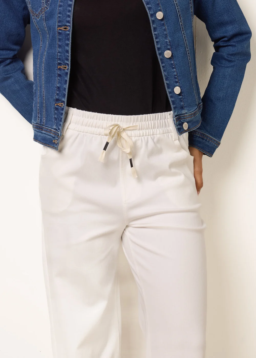 Blue Vanilla Ivory Elasticated Trousers With Tie - XL Image 3