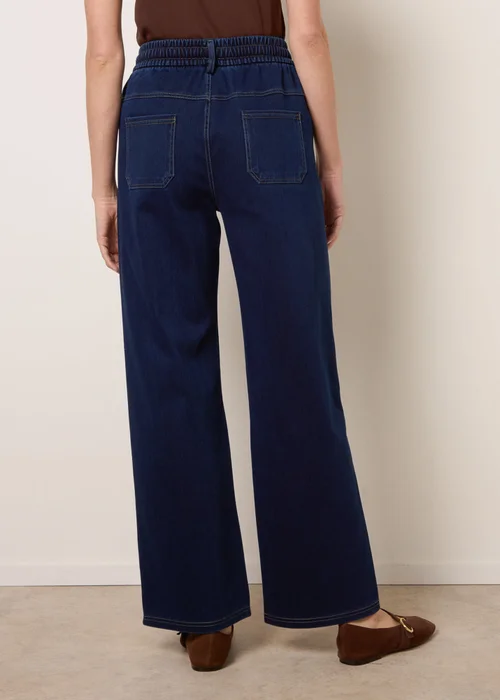 Blue Vanilla Navy Contrast Drawstring Waist Wide Leg Trousers - L Image 5
