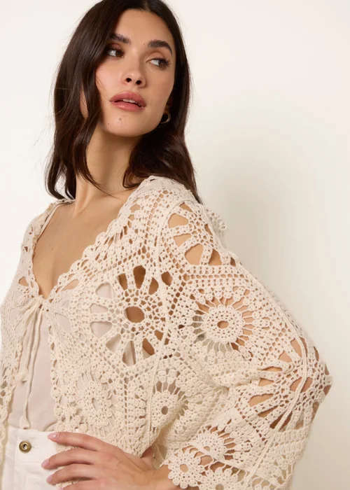 Blue Vanilla Stone Long-Sleeved Crochet Cardigan - M/L Image 4