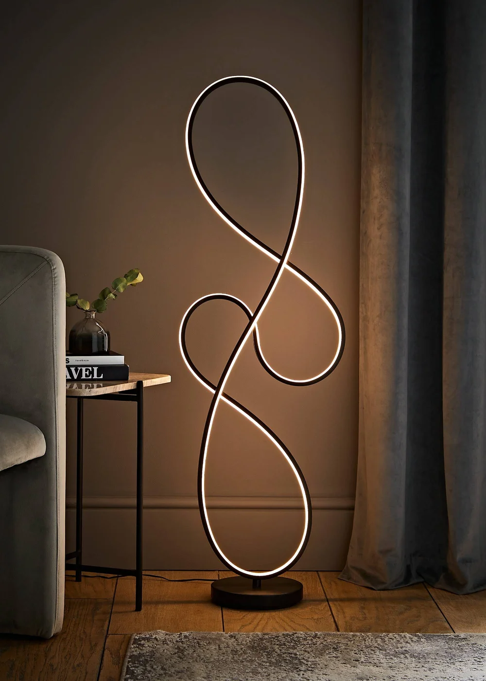 ValueLights Infinity Matt Black Swirl LED Floor Lamp - One Size Image 1