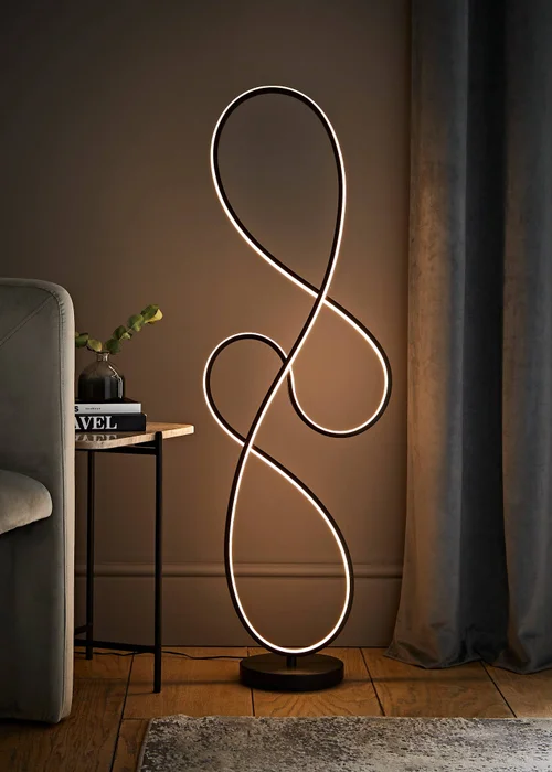 ValueLights Infinity Matt Black Swirl LED Floor Lamp - One Size Image 1