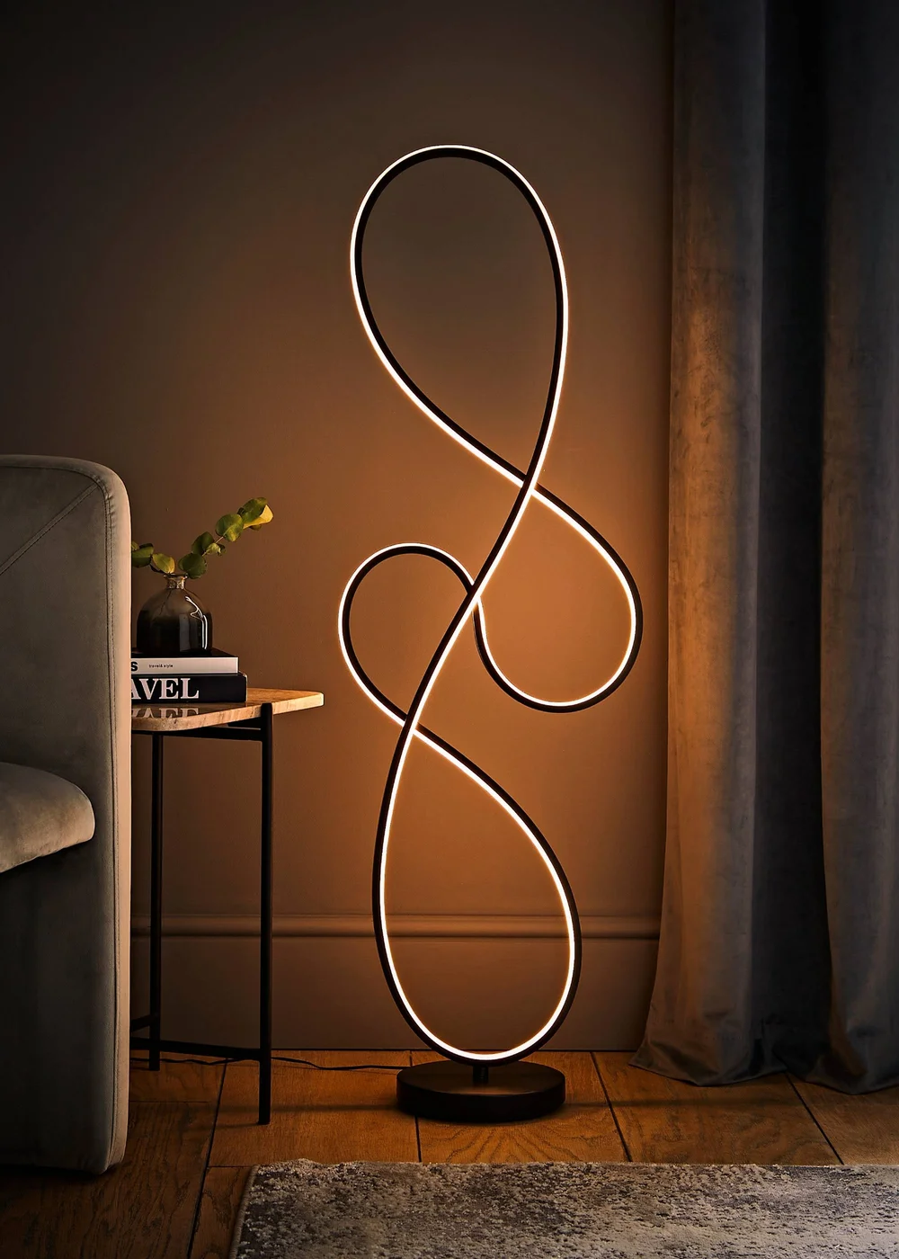 ValueLights Infinity Matt Black Swirl LED Floor Lamp - One Size Image 2