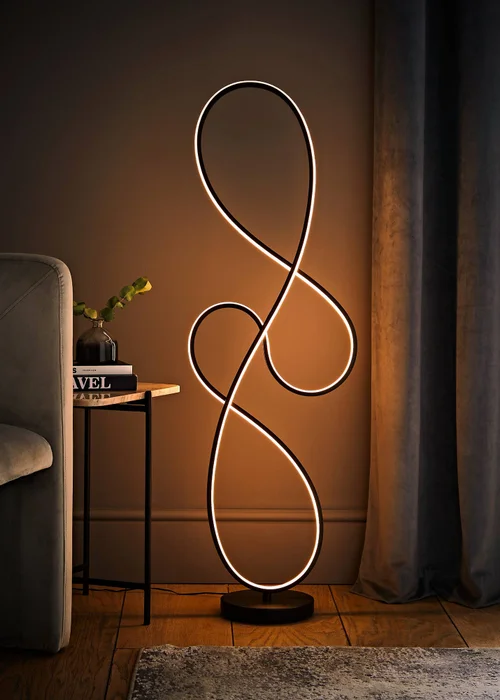 ValueLights Infinity Matt Black Swirl LED Floor Lamp - One Size Image 2