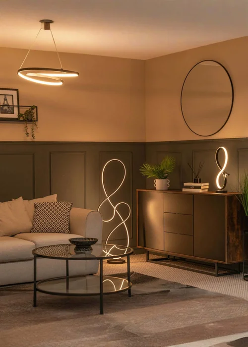 ValueLights Infinity Matt Black Swirl LED Floor Lamp - One Size Image 3