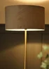 ValueLights Tavel Brushed Gold Floor Lamp with Grey Velvet Shade - One Size Image 2