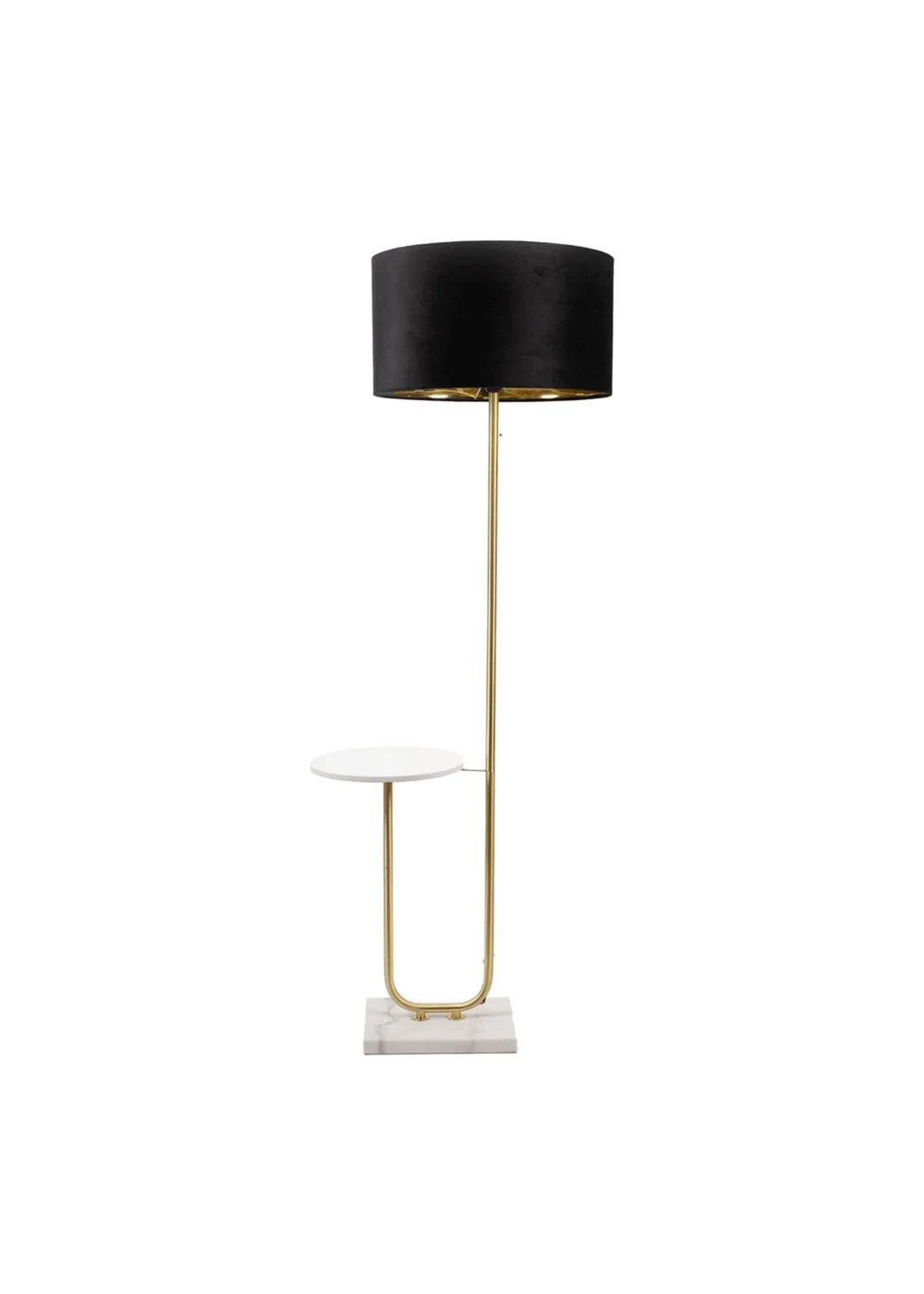 ValueLights Tavel Brushed Gold Floor Lamp with Black Velvet & Gold Inner Shade - One Size Image 3