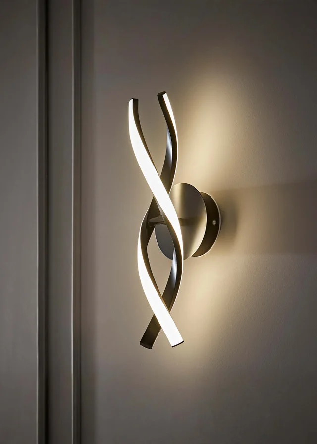 ValueLights Infinity Matt Black Double Twist LED Wall Light