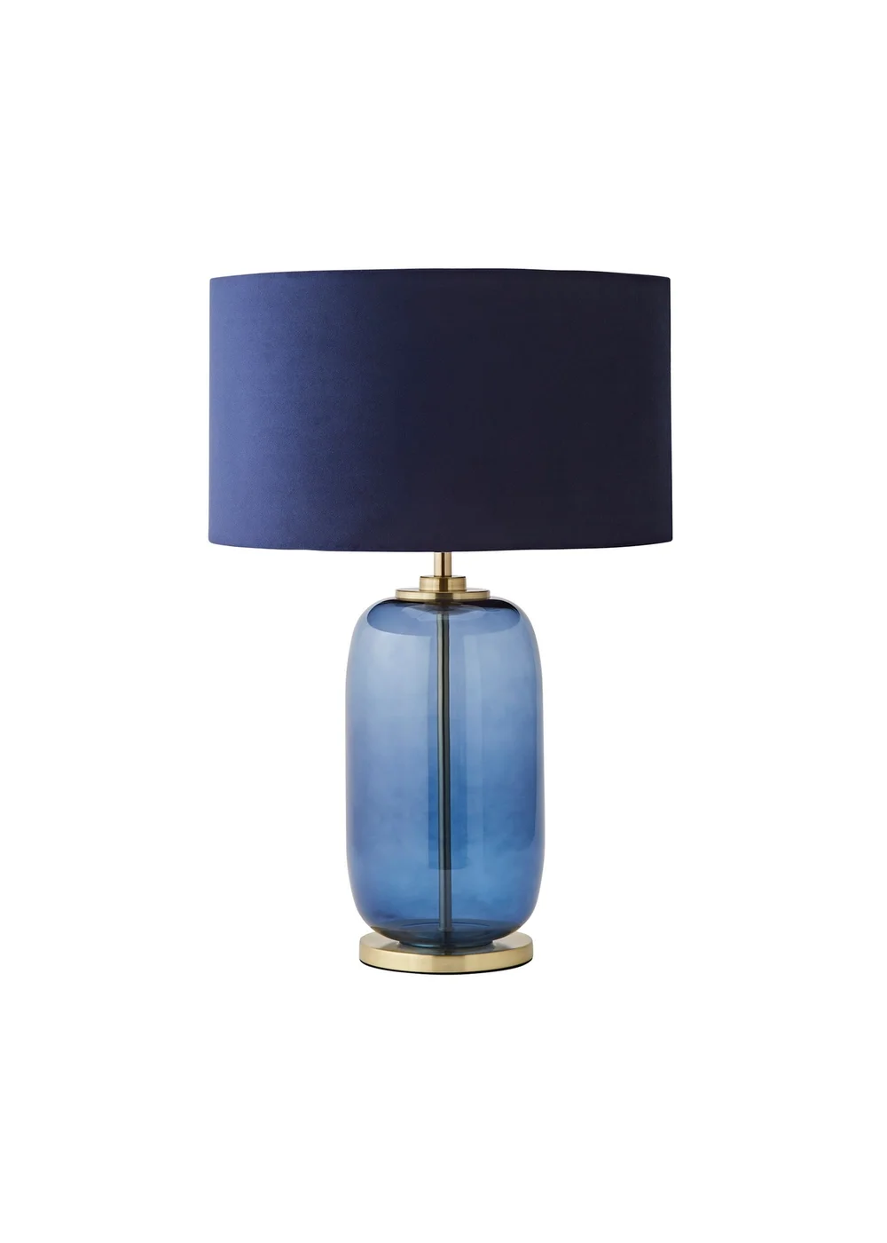 ValueLights Leigh Navy Glass Table Lamp with Velvet Shade - One Size Image 5
