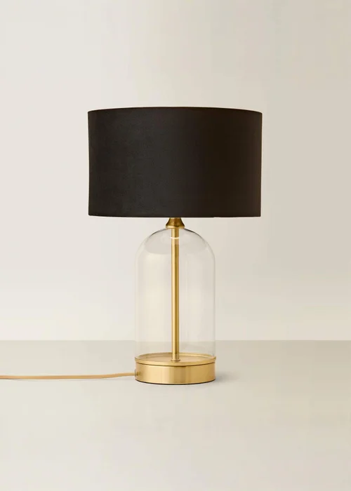 ValueLights Jessy Gold Glass Table Lamp with Black Velvet Shade - One Size Image 3