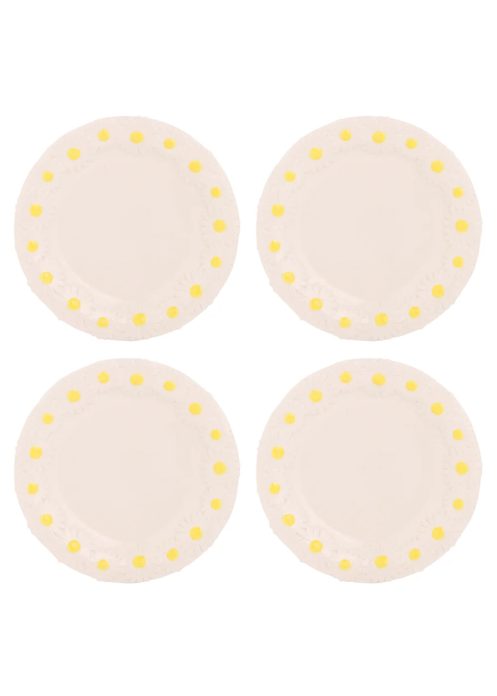 The Cottage Garden Set of 4 White Plates Daisy - One Size Image 1