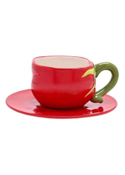The Cottage Garden Set of 2 Red Cup & Saucer Tomato - One Size Image 2