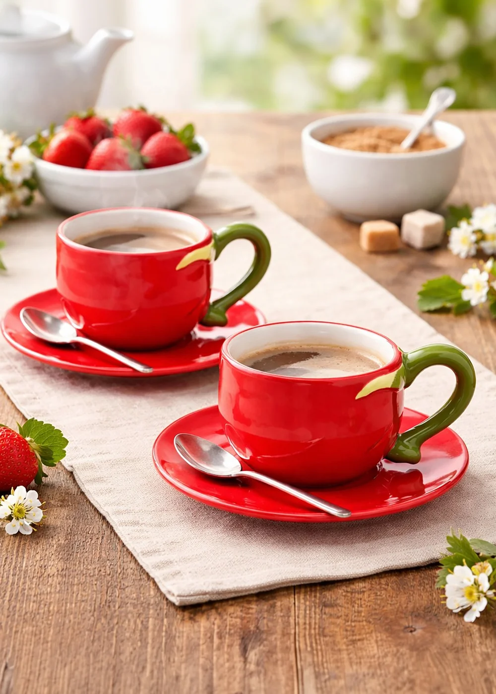 The Cottage Garden Set of 2 Red Cup & Saucer Tomato - One Size Image 1