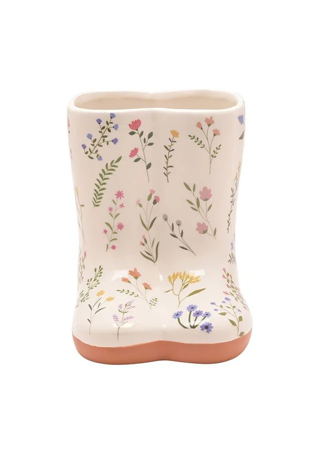 The Cottage Garden Multi Ceramic Vase Small Floral Wellies