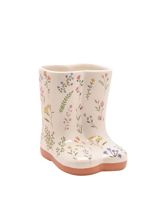 The Cottage Garden Multi Ceramic Vase Small Floral Wellies - S Image 3