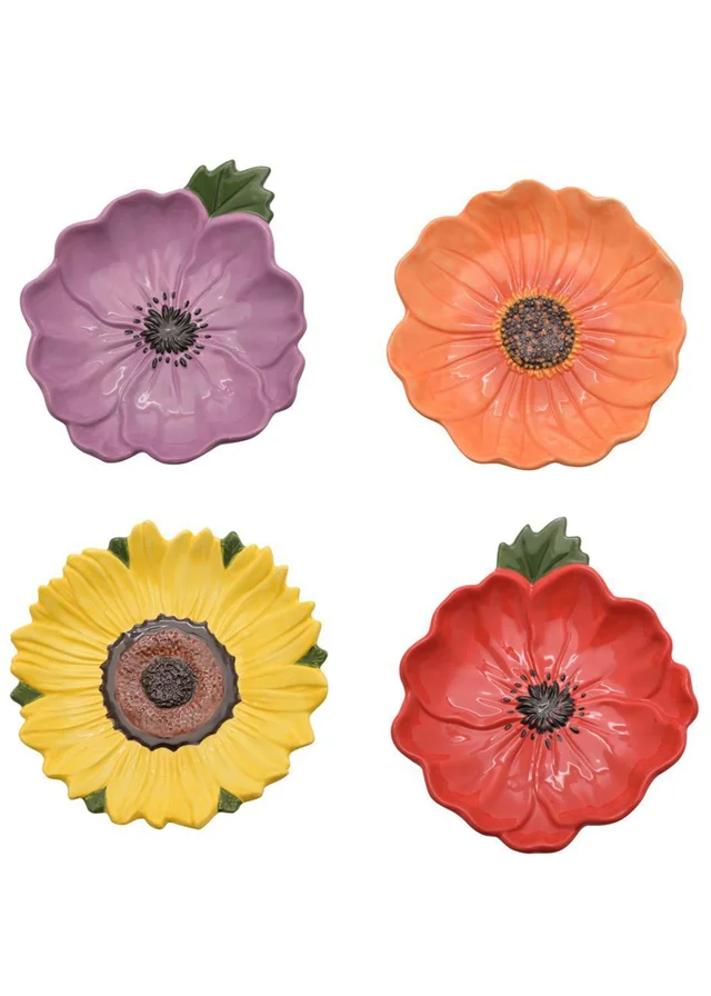 The Cottage Garden Set of 4 Multi Flower Plates