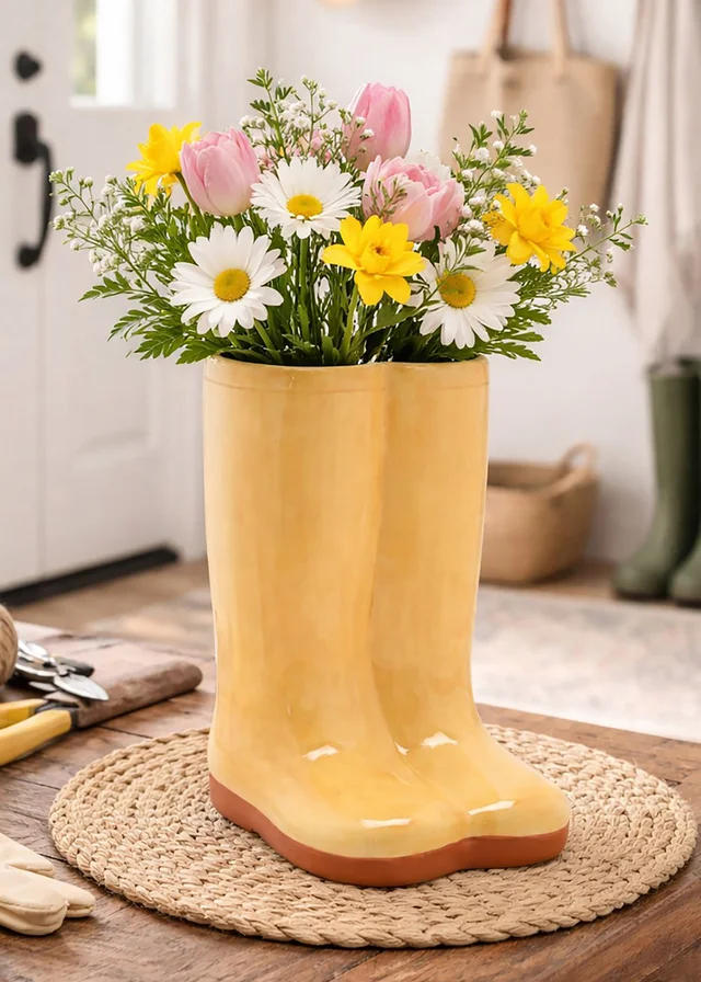 The Cottage Garden Ceramic Vase Large Yellow Wellies