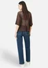 Yumi Brown Crochet Edge To Edge 3/4 Sleeve Cardigan - S Image 2