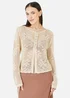 Yumi Beige Flower Crochet Button Up Cardigan - S Image 1