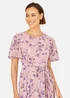 Yumi Pink Blossom Skater Midi Dress With Angel Sleeves - 10 Image 3