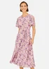 Yumi Pink Blossom Skater Midi Dress With Angel Sleeves - 10 Image 2