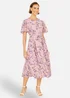 Yumi Pink Blossom Skater Midi Dress With Angel Sleeves - 10 Image 1