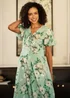 Yumi Mint Floral Tea Dress With Front Ties - 14 Image 2
