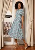Yumi Blue Blossom Skater Midi Dress With Angel Sleeves - 20 Image 2