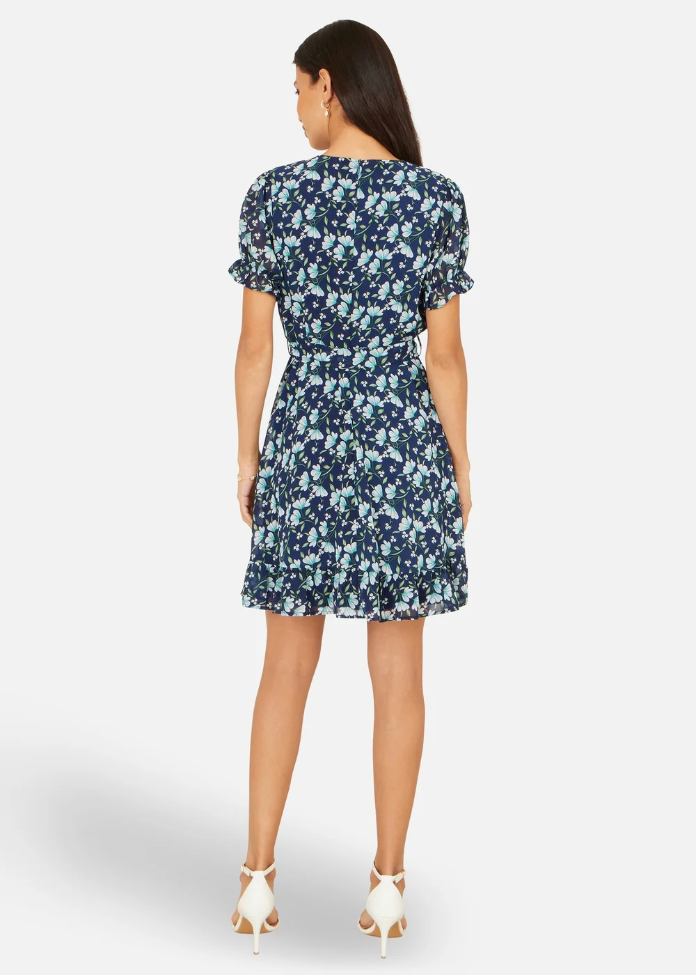 Yumi Blue Floral Skater Wrap Dress - 16 Image 2