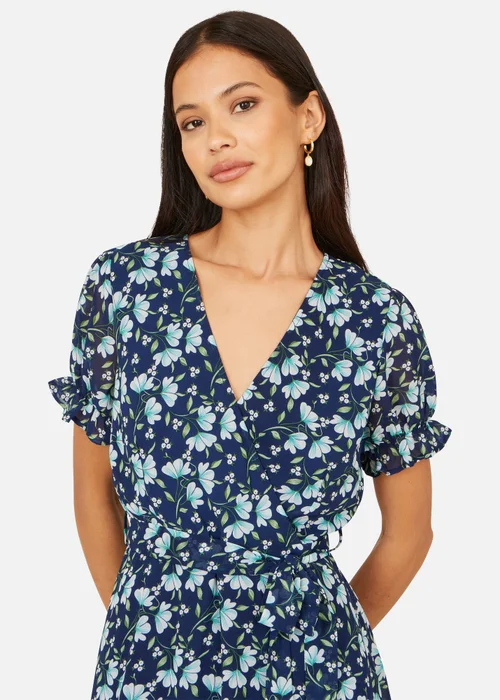 Yumi Blue Floral Skater Wrap Dress - 16 Image 3