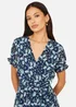 Yumi Blue Floral Skater Wrap Dress - 16 Image 3