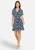 Yumi Blue Floral Skater Wrap Dress - 16 Image 1