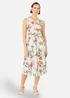 Yumi Ivory Blurred Floral Print Mesh Stretch Midi Dress With Pockets - 16 Image 1