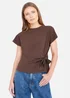 Yumi Brown Cotton Jersey Top With Knot Detail - 10 Image 1