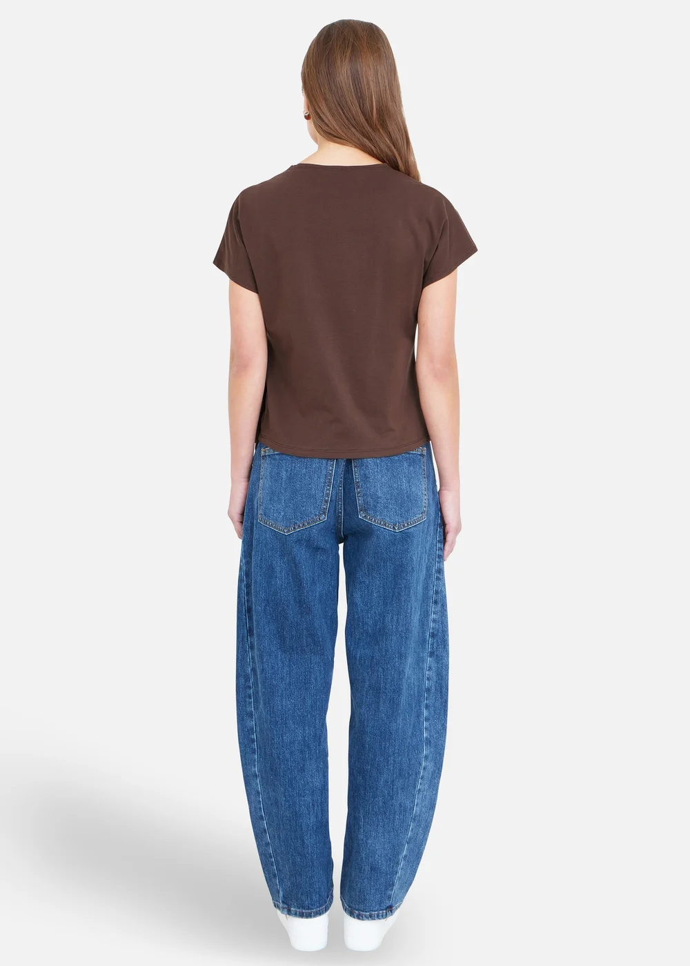 Yumi Brown Cotton Jersey Top With Knot Detail - 10 Image 2