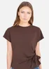Yumi Brown Cotton Jersey Top With Knot Detail - 10 Image 3