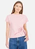 Yumi Pink Cotton Jersey Top With Knot Detail - 18 Image 1