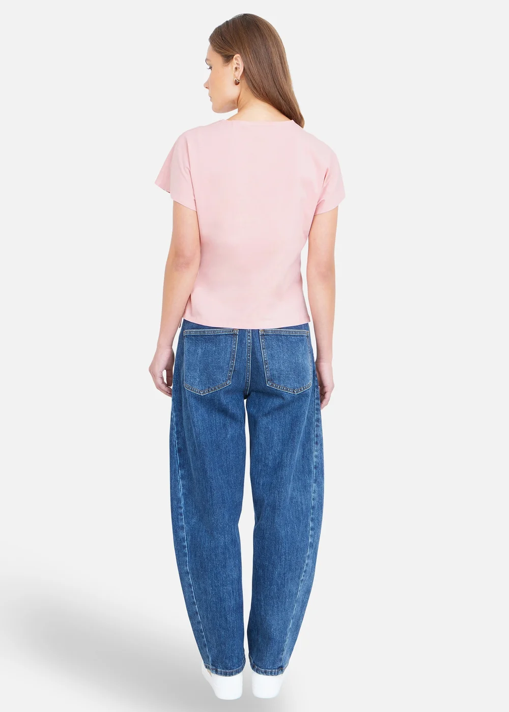 Yumi Pink Cotton Jersey Top With Knot Detail - 18 Image 2