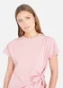Yumi Pink Cotton Jersey Top With Knot Detail - 18 Image 3