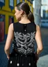 Yumi Black Embroidered Crop Top - 12 Image 2