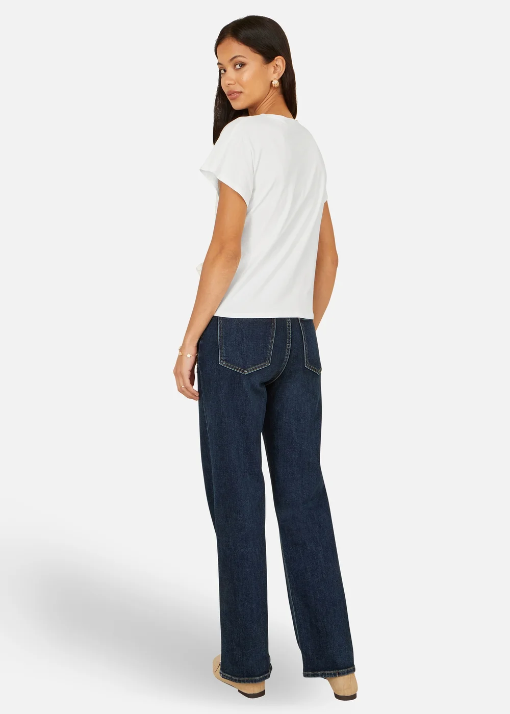 Yumi White Cotton Jersey Top With Knot Detail - 18 Image 2