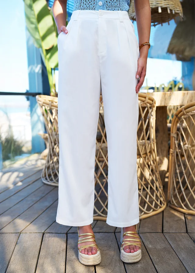 Yumi White Wide Leg Trousers