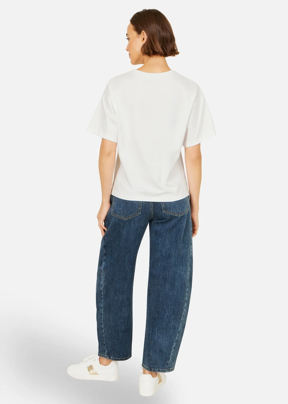 Yumi White Retro Relaxed Flamingo Cotton T Shirt - L Image 2