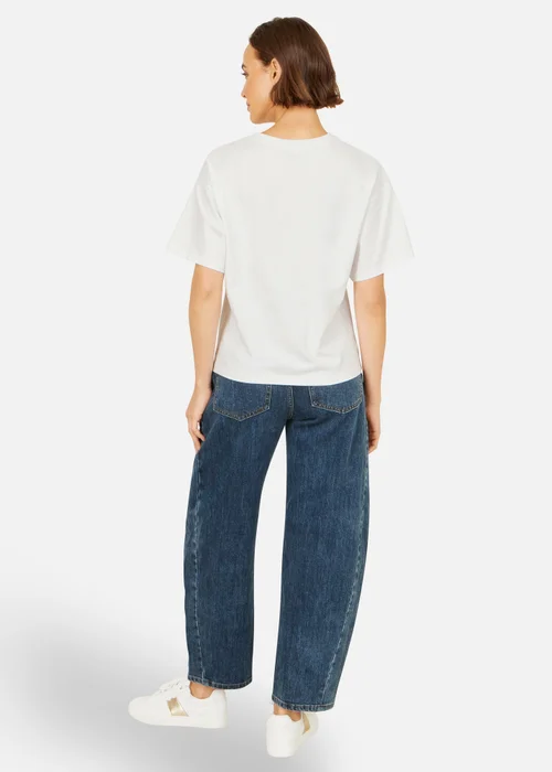 Yumi White Retro Relaxed Flamingo Cotton T Shirt - L Image 2