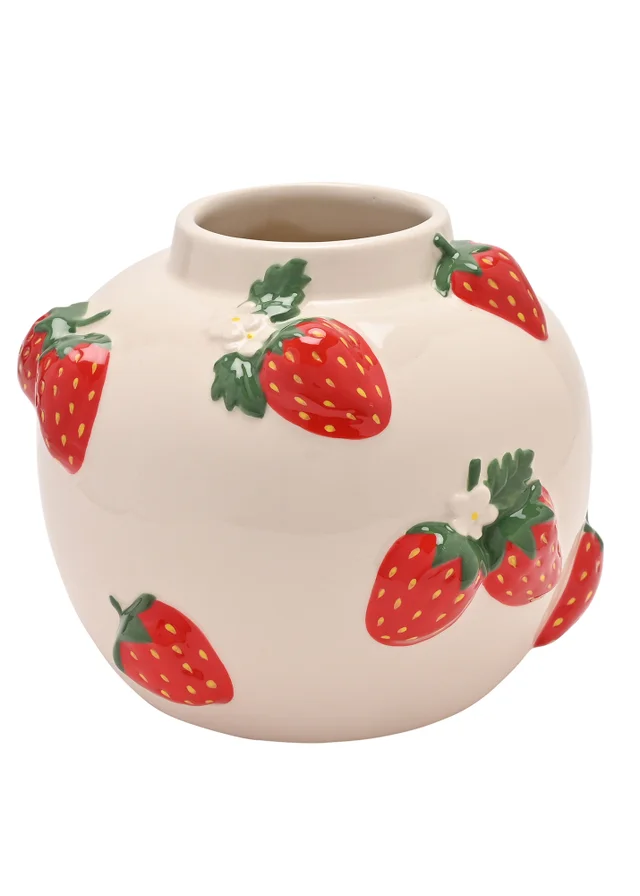 The Cottage Garden White Vase Large Strawberry