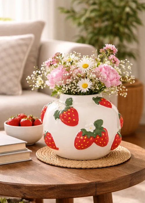 The Cottage Garden White Vase Small Strawberry - S Image 1