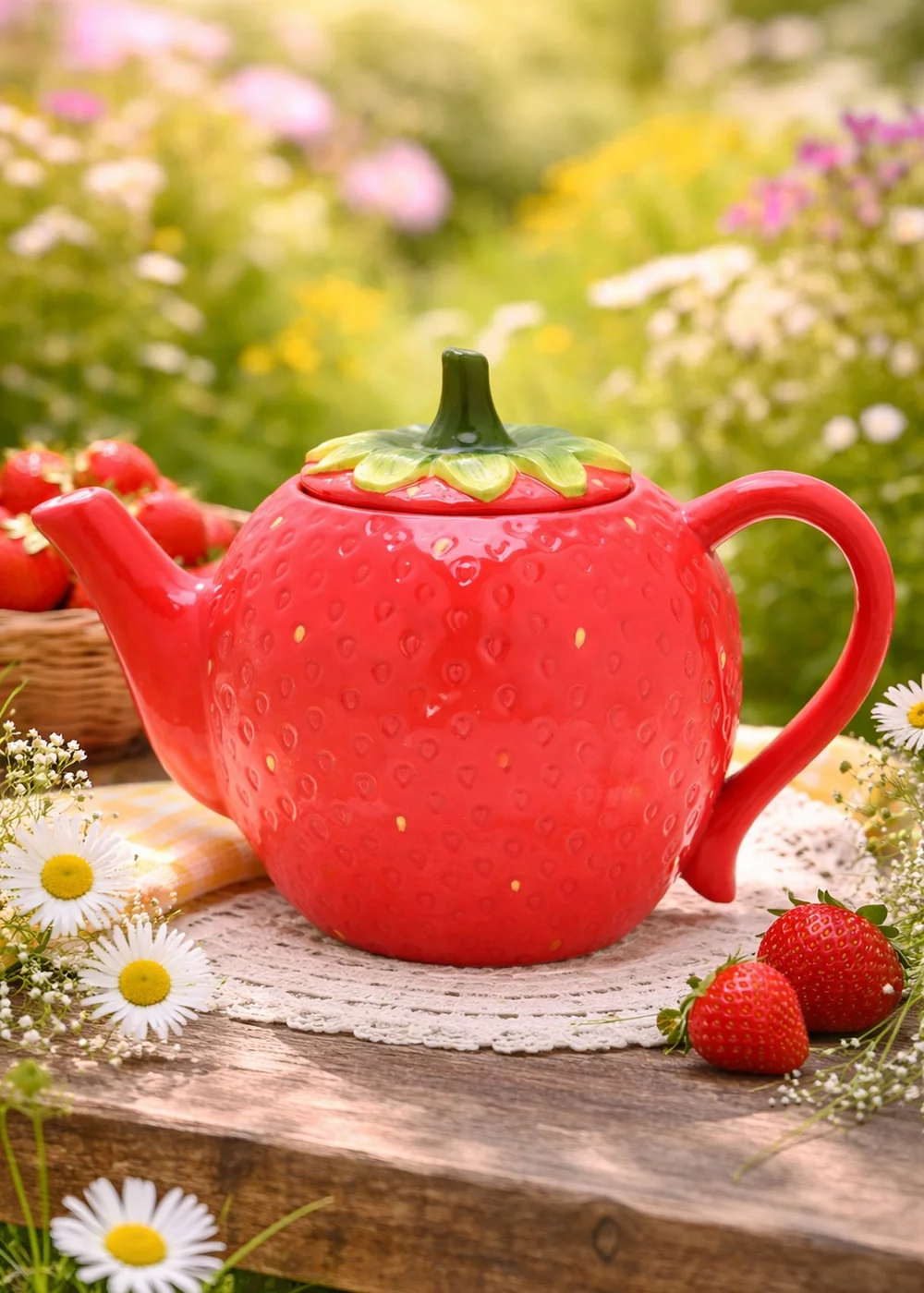 The Cottage Garden Red Teapot Strawberry - One Size Image 1
