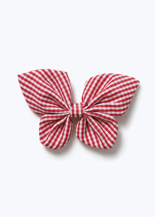 Girls Red Flitzy Gingham Butterfly Clip - One Size Image 1
